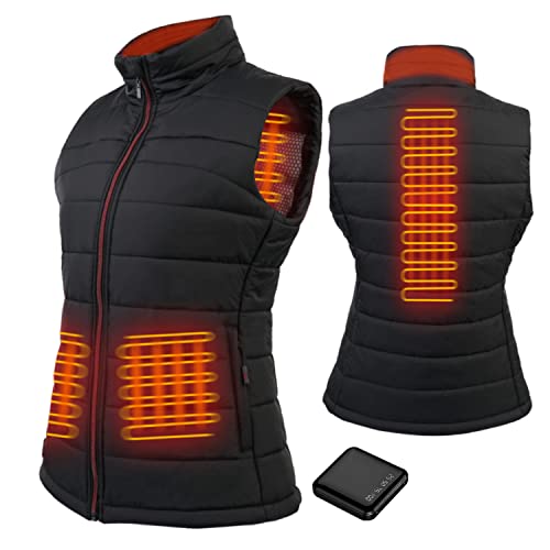 CRRXIN Chaleco calefactor para mujer, 7,4 V, recargable, chaleco calefactable, chaqueta eléctrica para invierno, esquí, senderismo, caza, pesca, camping (negro, L)