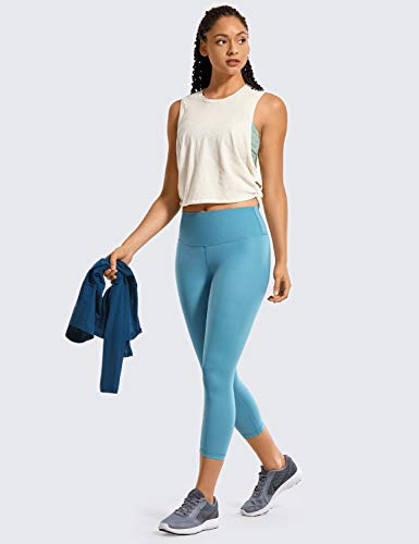 CRZ YOGA Mujer Compresión Mallas Largos Pantalones Deportivos Cintura Alta con Bolsillo-53cm Utility Blue 36