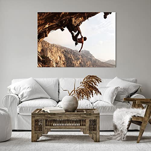 Cuadro sobre lienzo - Impresión de Imagen - Escalada Extremo Montañas Grecia - 100x70cm - Imagen Impresión - Cuadros Decoracion - Impresión en lienzo - Cuadros Modernos - AA100x70-2784