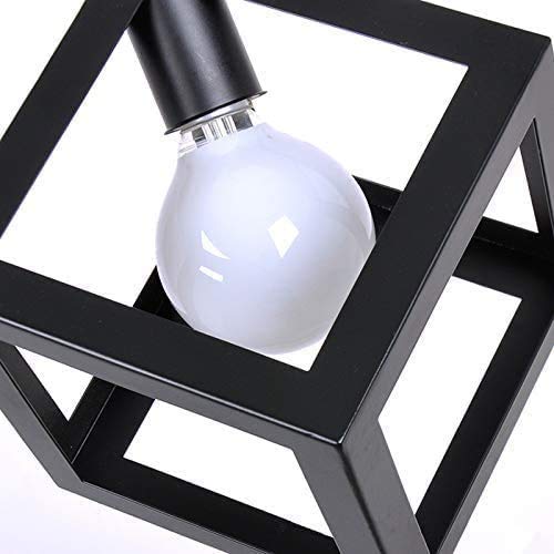 Cubo Lámpara Colgante de Techo Vintage, Iluminación de Techo Industrial, Colgante de luz de techo moderna, Creativa Luz Colgante Negro Metal para Loft/Cocina/Comedor/Dormitorio, E27 AC 220–240V