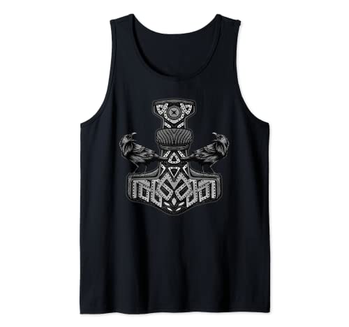 Cuervo de Thor Huginn & Muninn Mjölnir vikingo Germanen de Odin Thor Camiseta sin Mangas