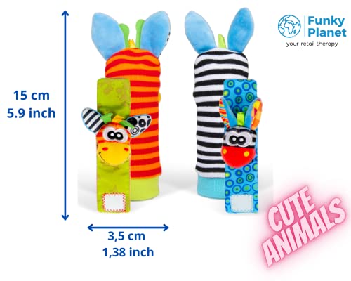 Cute Animal Infantil 4pcs (2pcs de la cintura y 2pcs calcetines) SOZZY SOCKS Bell correa traqueteos y calcetines de pie Finder conjunto de desarrollo de juguetes blandos para niños by Funky Planet