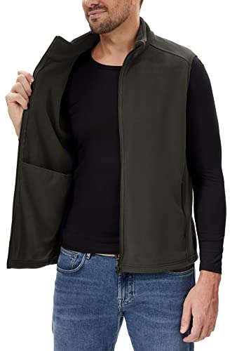 DAFENP Chaleco Hombre Lana Polar Termico Casual Trabajo Chaleco Sin Mangas Chaqueta con Bolsillos con Cremallera para Primavera Otoño Invierno MJ61057M-Grey-L