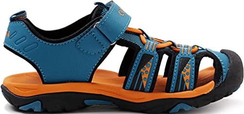 DAFENP Sandalias Deportivas Niño Verano Zapatillas Deporte Trekking Senderismo Al Aire Libre Plano Punta Cerrada Antideslizante XZT02-LakeBlue-EU28