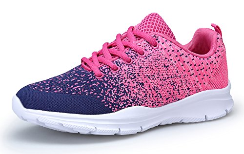 DAFENP Zapatillas de Running para Hombre Mujer Zapatos para Correr y Asfalto Aire Libre y Deportes Calzado Ligero Transpirable XZ747-M-pinkblue-EU36