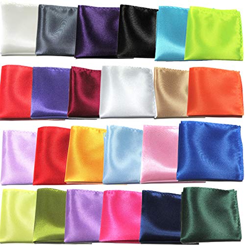 dancepandas Pañuelo de Bolsillo Chaqueta 24PCS Seda Men Handkerchief para Boda, Fiesta, Otras Ocasiones, 24 Colores, 22 x 22 cm