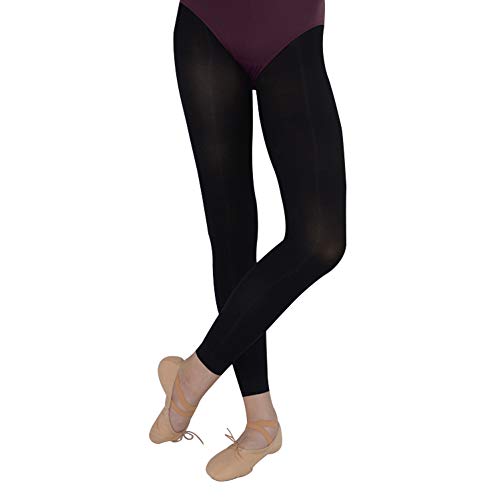 DANCEYOU 2 Pares Medias Modelandas Negros Leggings Opacos Súper Elásticos Con Pie Convertible y Sin Pie para Mujeres y Niñas 70DEN L