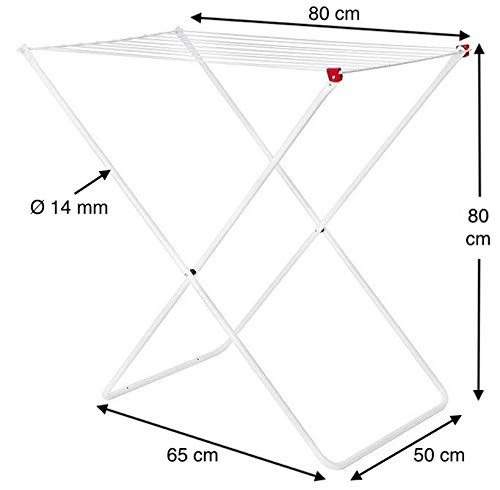 DanDiBo Tendedero plegable de pie, color blanco, 93918, estrecho, de metal, sin alas, sin ruedas, ahorra espacio, plegable
