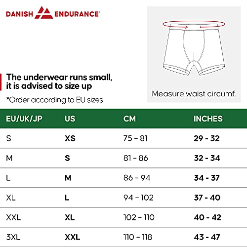 DANISH ENDURANCE Calzoncillos Bóxer de Deporte Pack de 3 (Multicolor: 1 x Negro, 1 x Verde/púrpura, 1 x Negro/Rojo, X-Large)