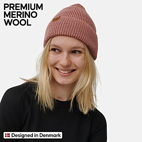 DANISH ENDURANCE Gorro Beanie de Lana Merina para Hombre y Mujer, Suave y Elástico, con Materiales Reciclados, Negro, Gris, Azul y Gris Claro (Rosa)