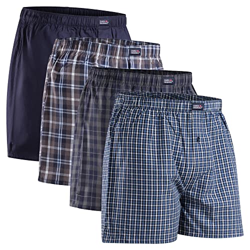 DANISH ENDURANCE Organic Woven Boxers L Assorted Blue/Grey Mix 4-Pack