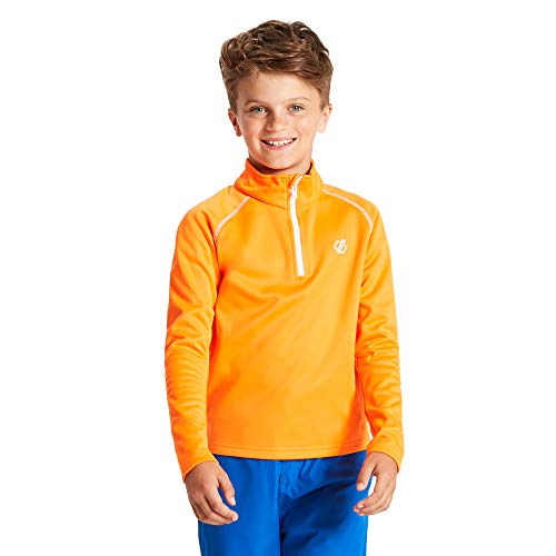 Dare 2b Forro Polar para niños con Forro Polar elástico y Parte Trasera cálida de Secado rápido con Media Cremallera, Infantil, Forro Polar, DKL360 4PEK15, Naranja Vibrante, 42