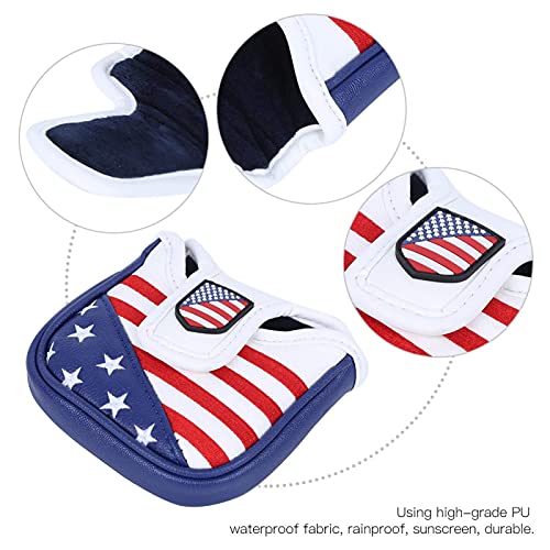 DAUERHAFT USA Stars and Stripes Golf Mallet Putter Head Cover, Sunscreen Golf Putter Covers, Golf Putter Protection Headcover, para Proteger la Cabeza de Golf(Small square/13 * 11 * 3cm)