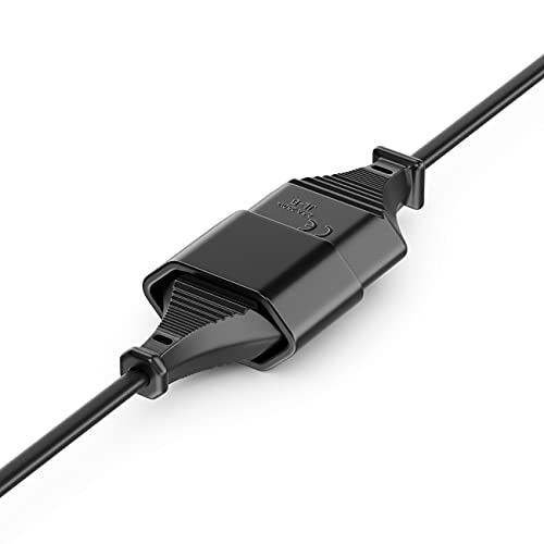 deleyCON 2m Extensión del Cable de Alimentación Conector de Tipo C Euro Conector en Conector Euro Tipo C TV PC Monitor de Computadora Lámpara Beamer Electrodomésticos - Negro