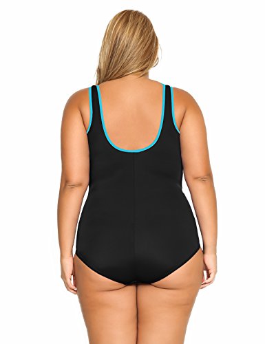 DELIMIRA - Bañador Cremallera Frontal Traje de Baño de Una Pieza para Mujer Multicolor #3 50