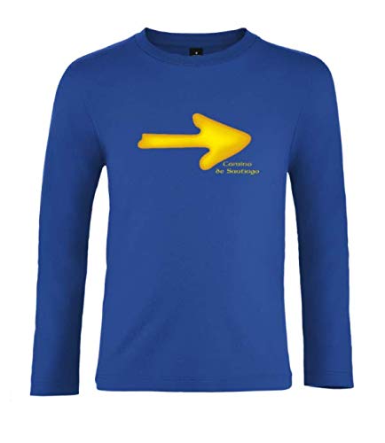 Desconocido Camiseta M/Larga Niño Camino de Santiago Xacobeo 2021"Flecha (Azul Royal, 7/8)