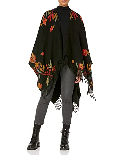 Desigual Ponch_Flor Londres Cold Weather-Bufanda, Negro, U para Mujer