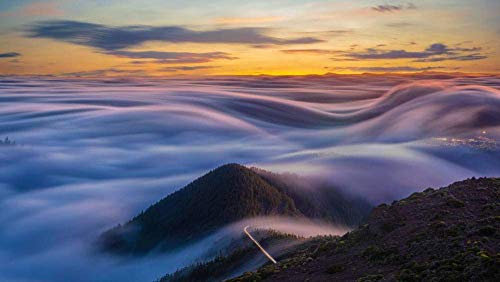 DGJL Rompecabezas Para Adultos 1000 Piezas, Nubes Que Fluyen Sobre El Océano Atlántico Y Las Montañas Tenerife, Islas Canarias, España, Rompecabezas (75 X 50 Cm)