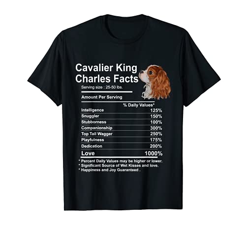 Divertido Cavalier King Charles Spaniel Datos nutrición Regalo mamá Camiseta