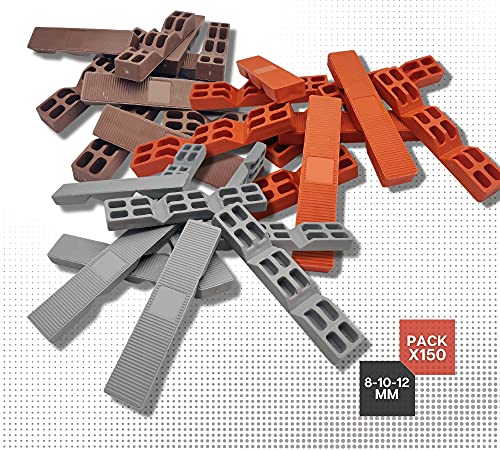 DOJA BARCELONA | Cuñas Acristalamiento 8 10 12mm | Cuñas para Cristales Gris + Naranja + Marron | PACK 150 | Cuñas Plastico Espaciar Objetos | Calzos para Cristales, Calzo de Plastico para Vidrio