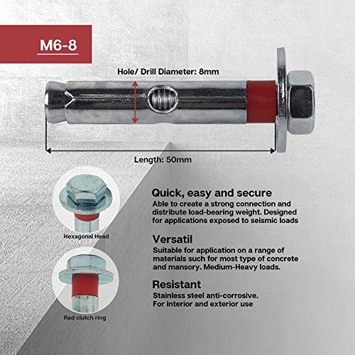 DOJA Industrial | Tacos Anclaje Metalico de Expansion | M6-8 | PACK 20 | Tacos hormigon, pared, chapas metalicas | Espiches de pared, Tornillo expansivo, Espirros anclaje, Tornillos inviolables