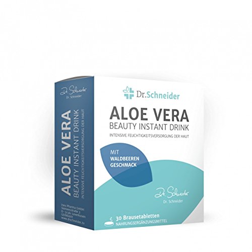 Dr.Schneider Aloe Vera Beauty Drink, tabletas efervescentes, veganas, sin azúcar, con biotina, niacina, ácido pantoténico y vitamina A, conocidas en la televisión alemana