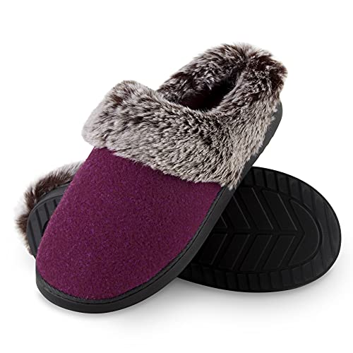 Dunlop Zapatillas Mujer, Zapatillas Casa Mujer con Forro Polar, Pantuflas Mujer Suela de Goma Antideslizante, Regalos para Mujer y Adolescentes Talla 36-41 (Morado, Numeric_38)