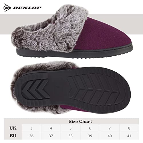 Dunlop Zapatillas Mujer, Zapatillas Casa Mujer con Forro Polar, Pantuflas Mujer Suela de Goma Antideslizante, Regalos para Mujer y Adolescentes Talla 36-41 (Morado, Numeric_38)