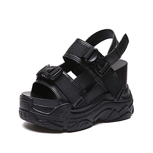 DZQQ Recién Llegado 2020, Sandalias de Plataforma de Verano para Mujer, cuñas de 11,5 CM, Zapatos Casuales de Fondo Grueso, Sandalias cómodas con Hebilla Blanca, Zapatillas