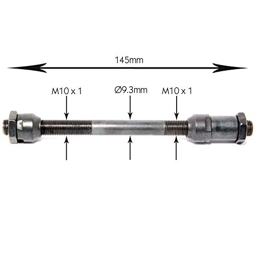 Easyboost Eje de Rueda Trasera 10 x 145mm Hueco Bicicleta MTB Tuerca Cónica Pivote Universal y Tuerca Hexagonal