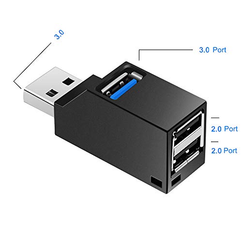 EasyULT Concentrador Hub USB 3.0 3-Puertos (2 USB 2.0 + USB 3.0), Adaptador Directo USB 3.0 de Alta Velocidad de Torre Compatible con Computadoras Portátiles PC Computadora portátil de Escritorio