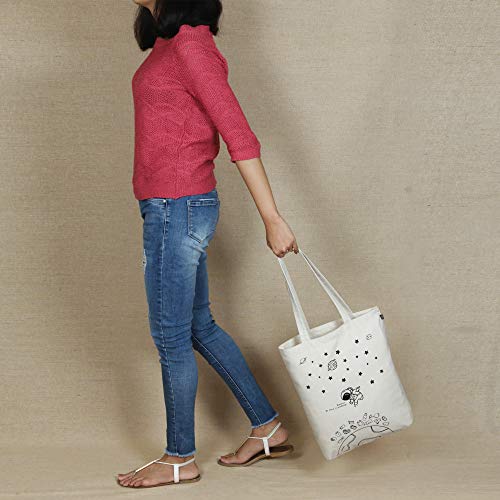 Eco Right Bolsa de lona para mujer, bolsa de hombro de algodón orgánico, bolsa de compras reutilizable para comestibles, bolsas de regalo, bolsa de libros, bolsa de viaje