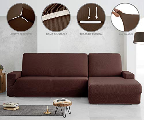 Eiffel Textile Funda de Sofa Milan Elastica Adaptabl, 94% poliéster 6% Elastano, Marrón, Chaise Longue Derecha