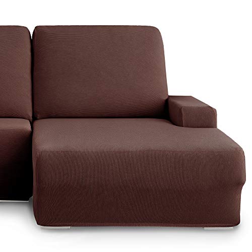 Eiffel Textile Funda de Sofa Milan Elastica Adaptabl, 94% poliéster 6% Elastano, Marrón, Chaise Longue Derecha