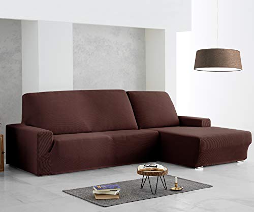 Eiffel Textile Funda de Sofa Milan Elastica Adaptabl, 94% poliéster 6% Elastano, Marrón, Chaise Longue Derecha