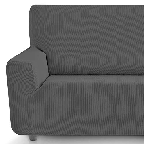 Eiffel Textile Funda Sofa Elastica Protector Adaptable Rústica Sofá, Gris, 4 Plazas (230-270 cm)