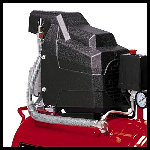 Einhell TC-AC 190/24 - Compresor, depósito de 24 l, 2850 rpm, 8 bar, 1500 W, 220 V, color rojo y negro (ref. 4007325) & Kit de accesorios para compresor de aire, 5 unidades (ref.4132720)