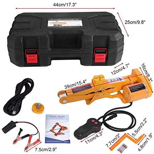 Ejoyous Gato Eléctrico para Automóvil, 2 Toneladas 12 V DC Gato Eléctrico Automático, Gato Electrico Rodamiento de Bolas para SUV, Furgoneta, Garaje y Equipo de Emergencia