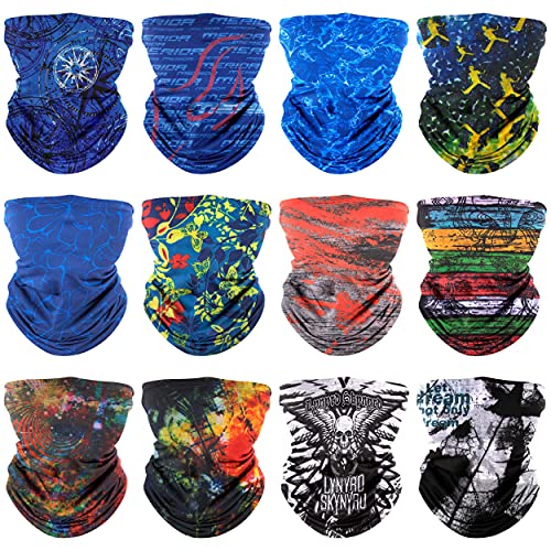 Elastica Pañuelos Cabeza, 12pcs Multifunción Bufanda Bandana Protección UV, Braga Cuello Hombre Mujer para Hacer Yoga Ciclismo Esquí Deporte Aire Libre Paintball Gamer Carnaval