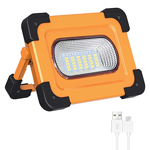 Elekin Luz de Trabajo LED Recargable 60W, 3000LM Lámpara LED para Exteriores Recargable a Prueba de Agua, Lámpara de Proyector Portátil con Batería Incorporada Lámpara de Camping 4 Modos Ajustables