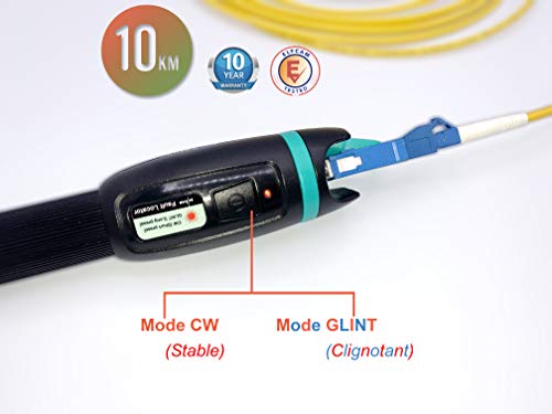 Elfcam - Localizador Visual de Fallos, Entrega con el Adaptador SC Macho a LC Hembra, Probador de Cable de Fibra Óptica para LC SC FC ST E2000, 10mW / 10KM