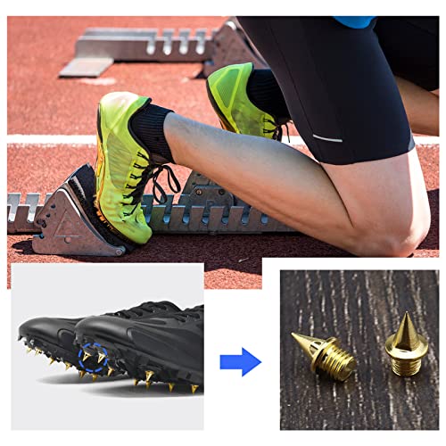 eMagTech 30 puntas de zapato de pista de 7 mm con llave de pico de acero de repuesto para zapatos deportivos de salto largo pista y campo Sprint oro