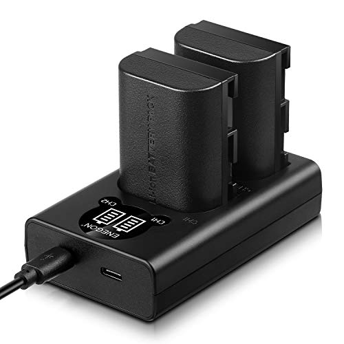 ENEGON LP-E6 Batería de Repuesto (Paquete de 2) y Smart LED Cargador Dual USB para Canon LP-E6, LP-E6N y Canon EOS 5D Mark II/III/IV, 5DS, 5DS R, 6D, 7D, 7D Mark II, 60D, 70D y más