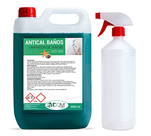 EQM SOLUCIONES QUÍMICAS | ECO-205 | 5L | Antical-Desincrustante para Baños | Ideal para limpieza de juntas de azulejos | Elimina manchas amarillas y de óxido