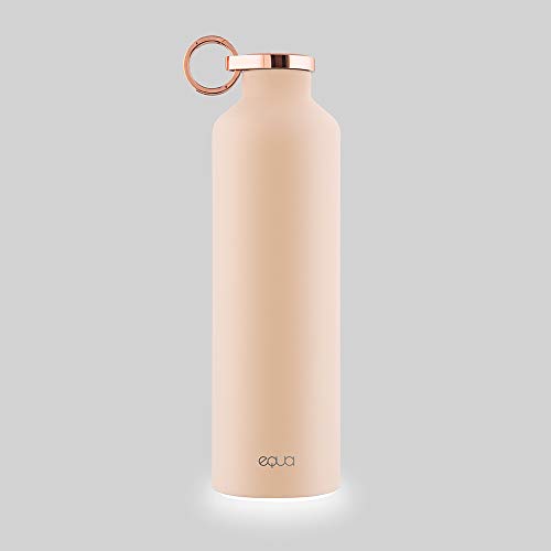 EQUA Botella inteligente – 23 oz – Conexión Bluetooth con aplicación y recordatorio de señal luminosa – Termo de doble pared de acero inoxidable – Tapa de metal rosa MT 15