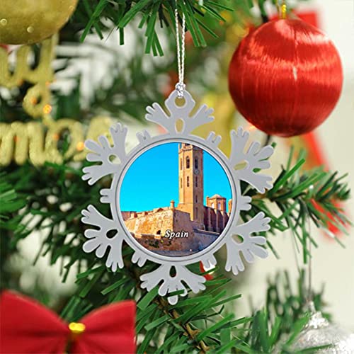 España Lleida Navidad Árbol de Navidad Copos de Nieve Adornos de Metal Adornos Colgantes Decoración del hogar 3 "× 3" Pulgadas-Winter Wonderland Holiday Suministros para Fiestas de año Nuevo