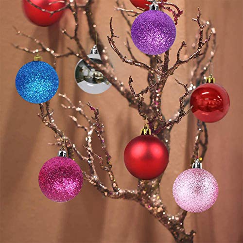 ETHEL Bolas de Navidad,24 Piezas Bolas para Arbol de Navida, Mate y Brillo Mini árbol de Navidad de Las chucherías,Regalos de Colgantes Navidad Fiesta Suministro Hogar Decorativa (Rosa roja)