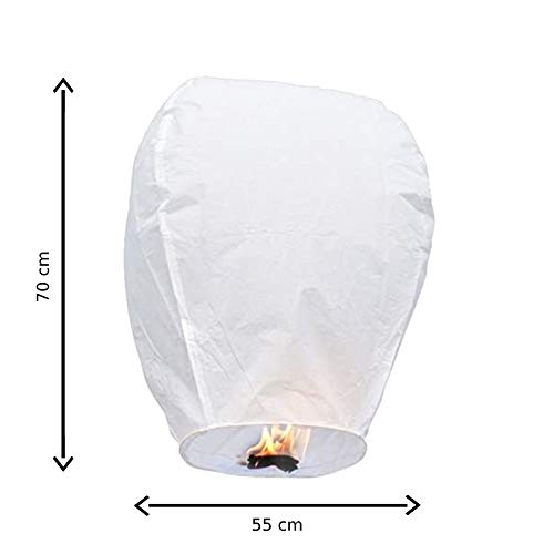 EUTOPICA Farolillos Voladores 100% Bio - Sky Lanterns | Pack 10 u. (Blanco) | #PaFarolilloElMio