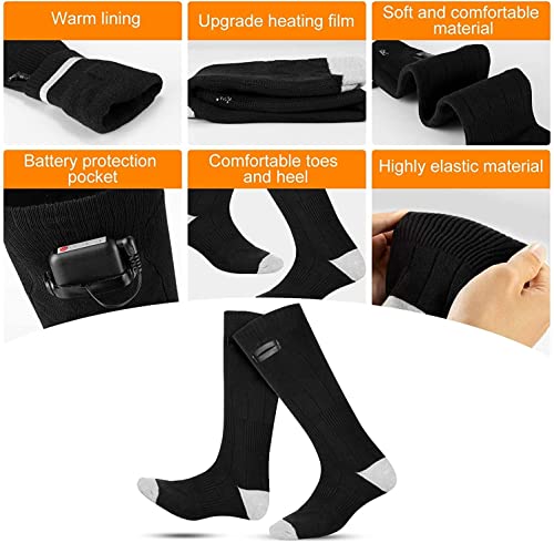 eventek Calcetines Calefactables Recargables (2 Pares) 4000mAh para Hombres, Mujeres, 3 Configuraciones de Calefacción, Calcetines Térmicos Eléctricos Lavables, para Esquiar, Correr, Caza