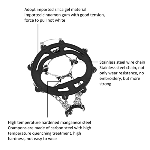 Evonecy Crampón para Zapatos, Apretones de Nieve de Acero Inoxidable Antideslizante sin óxido para Clima Nevado Y Hielo(Negro)